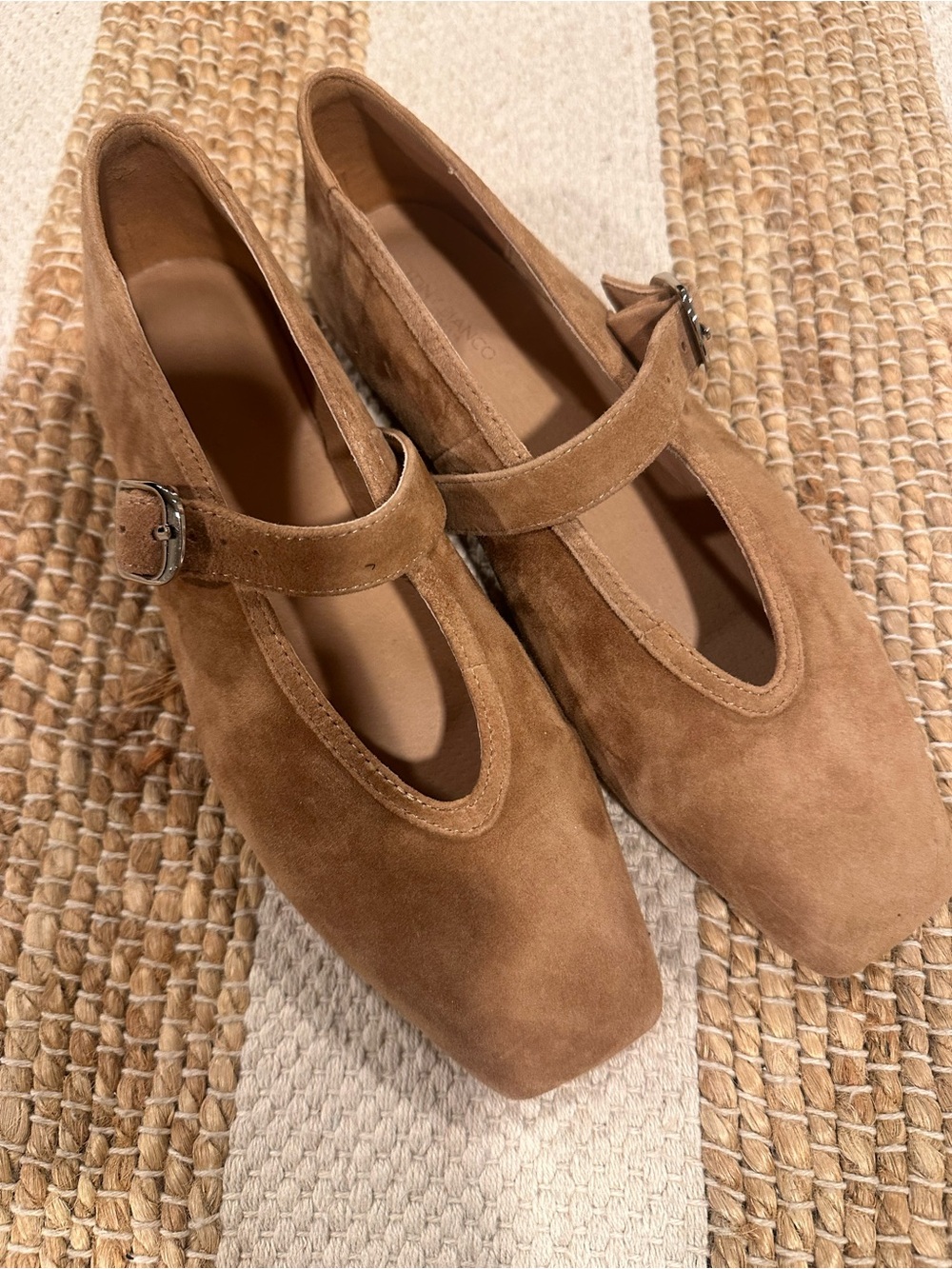 Women’s Suede Mary Jane Flats in Brown-Size 6